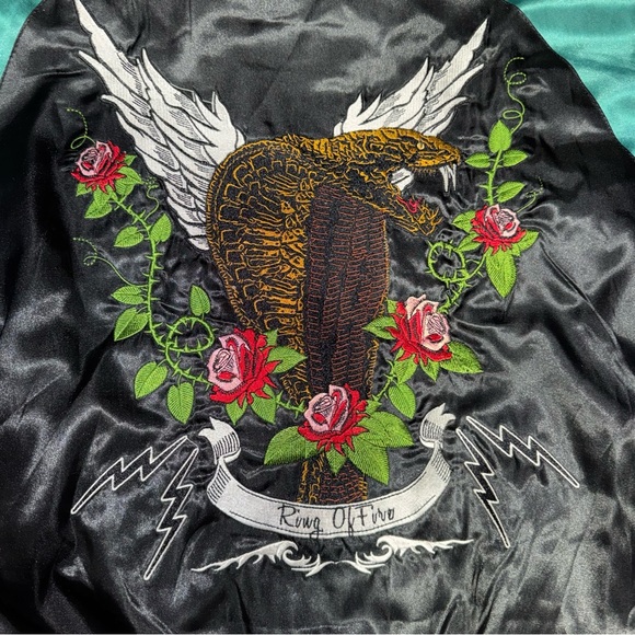 Ring of Fire Black Satin Bomber Winged Cobra - Picture 6 of 7
